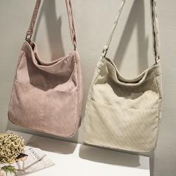 Customized Korean Women's Leisure Plush Fabric Canvas Tote Bag Portable Vintage Handbag Handmade
