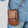 Men genuine leather small mobile phone bag working waist pocket tool bag on belt men's shoulder messenger bag factory wholesale