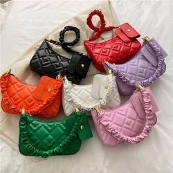 Wholesale Fashion Pleated Bag For Girls 2022 Simple Newest Women Shoulder Bags Small Square Handbags A Set Of Two