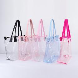Large Capacity Waterproof Transparent Plastic Beach Bag Custom PVC Tote Bag Women Clear Shopping Bags Handbag Tote