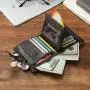 ZF203 Explosion RFID Anti-theft Brush Wallet Vertical Head Layer Oil Wax Cowhide Double Zip Men Leather Money Clip