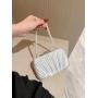 New Arrival Satin Wrinkle Clutch Bag Handbag Party Bride Wedding Purse Pearl Chain Square Evening Bags Women Clutches