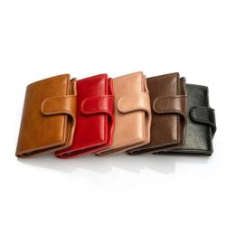 2024 Custom Vintage PU Leather Metal RFID Card Holder For Unisex ID Credit Wallet