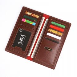 KHF037 2023 Hot Selling Long PU Leather Wallet Men's Card Bag Lychee Pattern Multi Card Driver's License Leather Case ID Bag