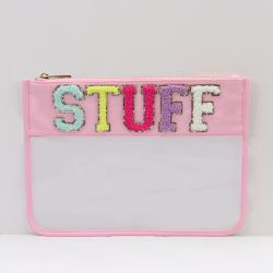 Custom Clear Makeup Bag Professional Zipper Closed PVC Cosmetic Bag Letter Embroidery Cosmetic Bag Transparent