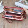 ZR811 Women's Wallet Long Handbag PU Single Zipper Deer Coins Wallet Purse Stylish Contrast Color Mobile Phone Bag Card Holder
