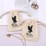 Recyclable 100% Cotton Fabric Drawstring Pouch For Key Jewelry Packing Small Natural Custom Logo Printed Muslin Gift Bag