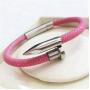 Best Sale Luxury Genuine Stingray Leather Stainless Steel Nail Bracelet