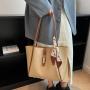 Bolsos Para Mujeres Large Capacity Handbag Simple Silk Scarf Single Shoulder Bag Wholesale Pu Pure Color Tote Bag