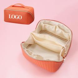 customized new arrival luxury portable pu large white leather travel toiletry storage makeup cosmetic bags with logo