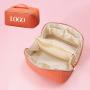 customized new arrival luxury portable pu large white leather travel toiletry storage makeup cosmetic bags with logo