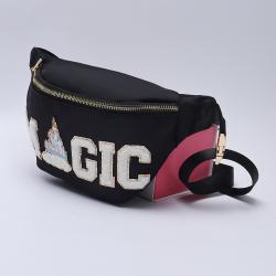 Personalized Waterproof Fanny Bags Crossbody Waist Belt Bag Chenille Castle Letter Patch Nylon Fanny Pack Waist Bag