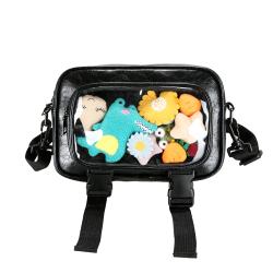 Ita bag manufacturer customized Ita shoulder bag with clear PVC window customized design Ita bag for display pins