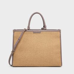 2024 Premium Quality Nature Woven Straw Tote Bags PU Leather Handle Customized Printed Logo Design Handbags