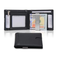 Minimalist slim rfid blocking card wallet front pocket pu leather money clip men wallet