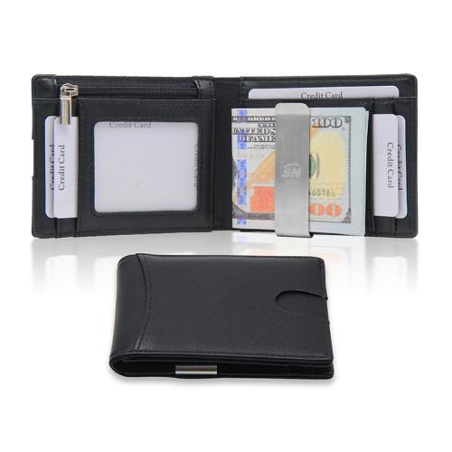 Minimalist slim rfid blocking card wallet front pocket pu leather money clip men wallet
