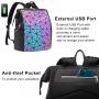 LOVEVOOK fashion luxury design luminous leather back pack school bags women's girls holographic geometric reflective backpack