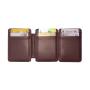 Slim magic wallet custom trifold design pu leather magic wallet for men and women with ID cards credit cards and elastic strap