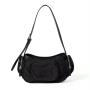 Nylon Pocket Shoulder Fashion Half Moon Zipper Handbag Wholesale Korean Small Black Saddle bag For Women