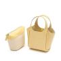 Factory Wholesale Beach Woven Tote Bag PU Leather Handbags Straw Bucket Bags for Women