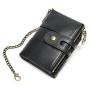 CST-002 Hot Selling Fashion Real Genuine Leather Men Wallet Pocket Card Purse Men Cool Wallet Chain Buckle Type RFID Anti-theft