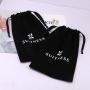 Hot Sale Cotton Twill Underwear Shoe Packaging Waterproof Bag Custom Logo Printed Black Drawstring Cotton Dust Pouch