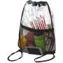Clear Drawstring Bag PVC Drawstring Backpack with Front Zipper Mesh Pocket