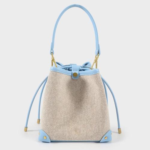 2024 New bucket Colorful PU Leather Shoulder Bucket Canvas Bag Tote Drawstring Ladies Purses Bucket Bag For Women