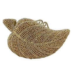 New Leaf Diamond Banquet Bag Metal Hard Box Rhinestone Handbag Crystal Clutch Bag Evening bags pochette femme