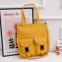 New Fashion Woman Canvas Bag Custom Wholesale Large Capacity Simple Student Book Bag Pure Color Soft Shopping Shoulder Bag