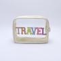 Keymay Custom Embroidery S M L XL Toiletry Bag Set Waterproof Handle Portable Zipper Letters Cosmetic Organizer Clear Makeup Bag