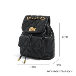 Manufacturer Fashion Quilted Backpack For Women Luxury Drawstring Ladies Custom Backpack Black Pu Leather Womens Backpacks