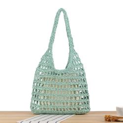 2024 New summer style women's straw shoulder bag hollow simple tote bag seaside beach large capacity bag for women
