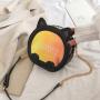 Lovely cat design chain girls shoulder leather crossbody bag customized holographic Ita bag