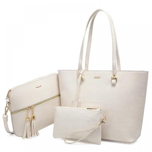 LOVEVOOK wholesale Custom Logo PU Leather Tote bags womens 3 pcs Bags Set Purse and Handbags Women Ladies Hand Bags 2021