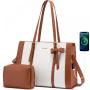 LOVEVOOK 2 Pcs Fashion 15.6inch Shoulder Tote Handbag Purse Business Work Computer Briefcase PU Leather Laptop Bag for Women