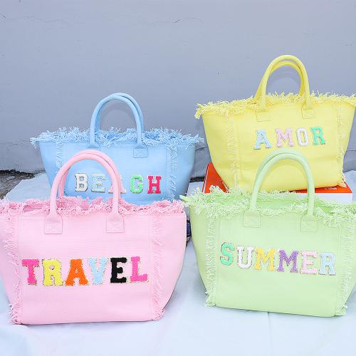 Keymay Stock 6 Colors Wholesale Custom Designer Embroidery Logo Canvas Shopping Tote Bag Womens Handbag Bag