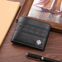 New men's wallet short money clip men's youth fashion leisure embossed multi-card position thin section soft wallet coin purse