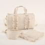 Custom Low MOQ Plaid Handbag Woman Nylon Gingham duffle bag Frills Chequer Weekend Bag