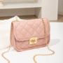 New embroidery pu leather 2024 ladies trend women's shoulder bag female crossbody small square bag fashion chain messenger bag