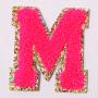 Factory Direct Sale Custom Designer Glitter Large Self Adhesive Bags Chenille Letter Patches