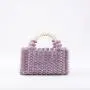 Custom Summer Handmade Beaded Bags 2024 Light Pearl Straw Bag Chain Shoulder Lady Design Pearl  Purse for Women Evening Clutch