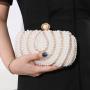 Vintage Ladies Pearl Evening Bag Handmade Bead Embroidery Clutch Bag Diamond Encrusted Banquet Handbag