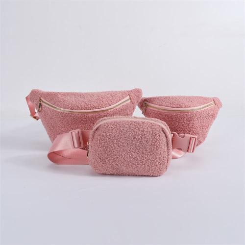 Kemay 7 Colors Inner Mesh Pocket Gold Hardware Adjustable Shoulder Strap Plush Fanny Pack Sherpa Teddy Bum Bag Fuzzy Belt Bag