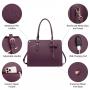 PU Leather Stylish Waterproof Briefcase Multi-Compartment Women Handbag Laptop Tote Bag with USB Port and Additional Clutch Bag