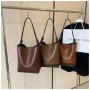 Big size bucket handbags for women luxury pu leather brown tote bags women handbags ladies luxury designer purses wholesale