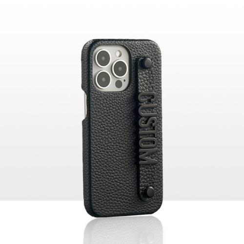 Luxury Pebble Leather Hand Mobile Phone Case Cover With Handle Finger Strap For Iphone Xs 12 13 14 15 Mini Pro Max 11 Plus