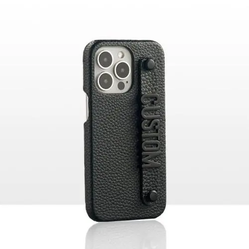 Luxury Pebble Leather Hand Mobile Phone Case Cover With Handle Finger Strap For Iphone Xs 12 13 14 15 Mini Pro Max 11 Plus