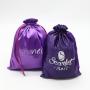 Custom luxury  silk wigs packing dust bags quality drawstring gift bag for cosmetic jewellery lingerie handbags hair satin pouch