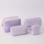 Keymay Custom Terry Cloth Towel Cosmetic Makeup bag Toiletry Zipper Pouch Bag Lady Toiletry Toweling Quilted Winter Bag